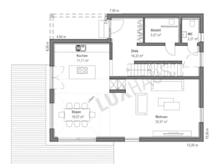 Fertighaus Satteldach Landhaus 162 von LUXHAUS, Satteldach-Klassiker Grundriss 2