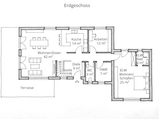 Massivhaus Eineinhalbgeschosser 170-230 von Ever Energy Home, Satteldach-Klassiker Grundriss 1