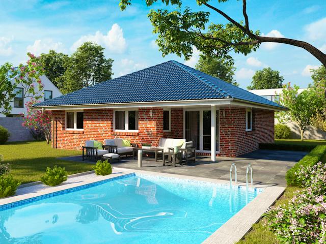 Massivhaus BUNGALOW 85 von Kähler Massivhaus Schlüsselfertig ab 282470€, Bungalow Außenansicht 1
