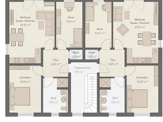 Massivhaus Haus Rahnsdorf (4 WE) von ROTH MASSIVHAUS Schlüsselfertig ab 1055700€, Satteldach-Klassiker Grundriss 2