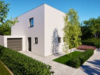 Massivhaus Entwurf CD108 von FAVORIT Massivhaus, Cubushaus Außenansicht 9