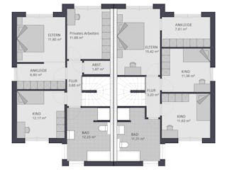 Massivhaus Entwurf FI124 von FAVORIT Massivhaus, Stadtvilla Grundriss 2