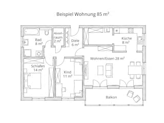 Massivhaus Eigentumswohnung 45-85 von Ever Energy Home, Satteldach-Klassiker Außenansicht 4