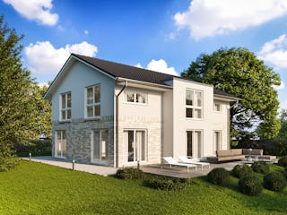 Massivhaus GIEBELHAUS 185 von Kähler Massivhaus Schlüsselfertig ab 444770€, Satteldach-Klassiker Außenansicht 1