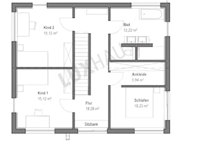 Fertighaus Satteldach Landhaus 138 von LUXHAUS, Satteldach-Klassiker Grundriss 2