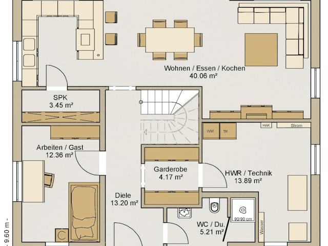 Fertighaus Einfamilienhaus 35-181-150 von BoHolz Haus Schlüsselfertig ab 504018€, Satteldach-Klassiker Grundriss 1