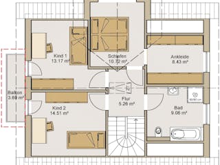 Fertighaus Einfamilienhaus 45-139-75 von BoHolz Haus Schlüsselfertig ab 433541€, Satteldach-Klassiker Grundriss 2