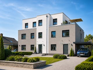 Massivhaus Haus Grünheide (5 WE) von ROTH MASSIVHAUS Schlüsselfertig ab 1452500€, Cubushaus Außenansicht 2