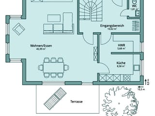 Fertighaus Haus 101 von TALBAU-Haus Schlüsselfertig ab 239525€, Satteldach-Klassiker Grundriss 1