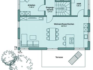 Fertighaus Haus 103 von TALBAU-Haus Schlüsselfertig ab 253464€, Satteldach-Klassiker Grundriss 1