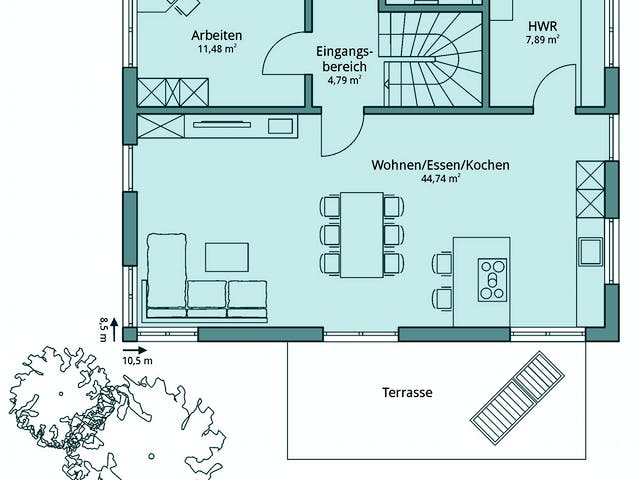 Fertighaus Haus 103 von TALBAU-Haus Schlüsselfertig ab 253464€, Satteldach-Klassiker Grundriss 1