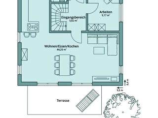 Fertighaus Haus 106 von TALBAU-Haus Schlüsselfertig ab 232031€, Pultdachhaus Grundriss 1