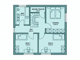 Fertighaus Haus 106 von TALBAU-Haus Schlüsselfertig ab 232031€, Pultdachhaus Grundriss 2