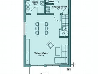 Fertighaus Haus 107 von TALBAU-Haus Schlüsselfertig ab 253430€, Satteldach-Klassiker Grundriss 1