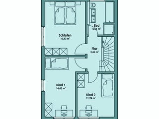 Fertighaus Haus 107 von TALBAU-Haus Schlüsselfertig ab 253430€, Satteldach-Klassiker Grundriss 2