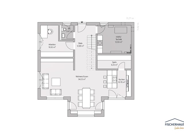 Fertighaus Stadtvilla S 172 von FischerHaus, Stadtvilla Grundriss 1