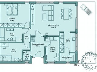 Fertighaus Haus 116 von TALBAU-Haus Schlüsselfertig ab 211904€, Bungalow Grundriss 1