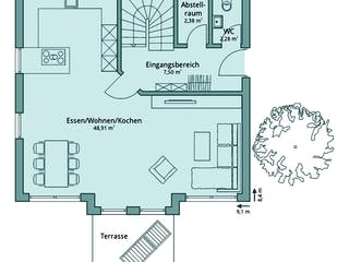 Fertighaus Haus 117 von TALBAU-Haus Schlüsselfertig ab 232763€, Satteldach-Klassiker Grundriss 1