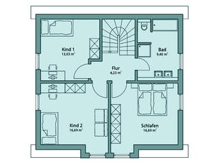 Fertighaus Haus 117 von TALBAU-Haus Schlüsselfertig ab 232763€, Satteldach-Klassiker Grundriss 2