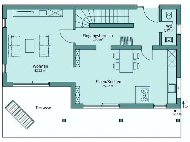 Fertighaus Haus 119 von TALBAU-Haus Schlüsselfertig ab 248403€, Satteldach-Klassiker Grundriss 1