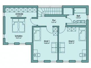 Fertighaus Haus 119 von TALBAU-Haus Schlüsselfertig ab 248403€, Satteldach-Klassiker Grundriss 2