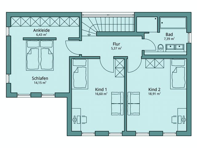 Fertighaus Haus 119 von TALBAU-Haus Schlüsselfertig ab 248403€, Satteldach-Klassiker Grundriss 2
