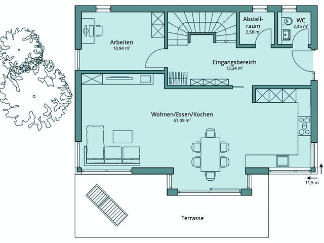 Fertighaus Haus 120 von TALBAU-Haus Schlüsselfertig ab 264266€, Satteldach-Klassiker Grundriss 1
