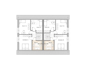 Massivhaus DOPPELHAUS 115 von Kähler Massivhaus Schlüsselfertig ab 294955€, Satteldach-Klassiker Grundriss 2