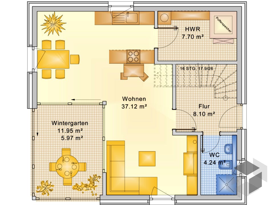 Planungsbeispiel 120H20 von Bio-Solar-Haus Grundriss