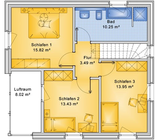 Fertighaus Planungsbeispiel 120H20 von Bio-Solar-Haus Schlüsselfertig ab 344388€, Satteldach-Klassiker Grundriss 2