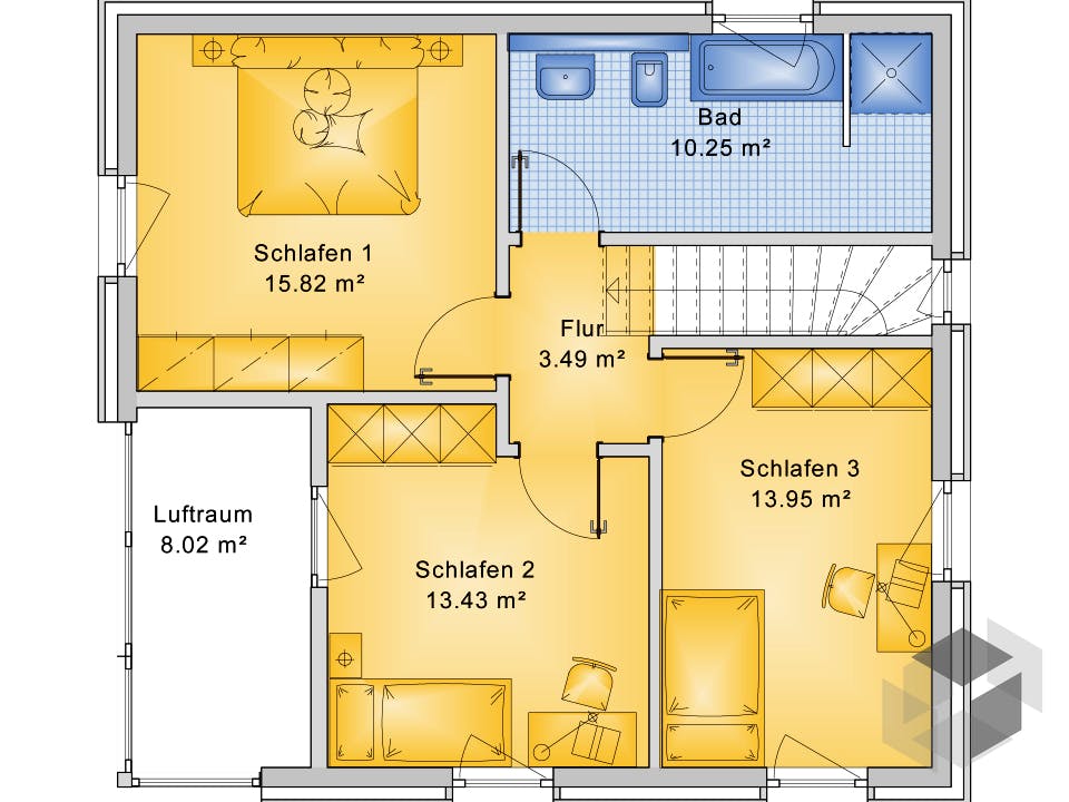 Planungsbeispiel 120H20 von Bio-Solar-Haus Grundriss