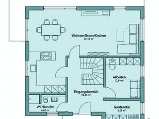 Fertighaus Haus 125 von TALBAU-Haus Schlüsselfertig ab 339275€, Satteldach-Klassiker Grundriss 1