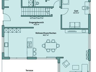 Fertighaus Haus 126 von TALBAU-Haus Schlüsselfertig ab 361896€, Satteldach-Klassiker Grundriss 1