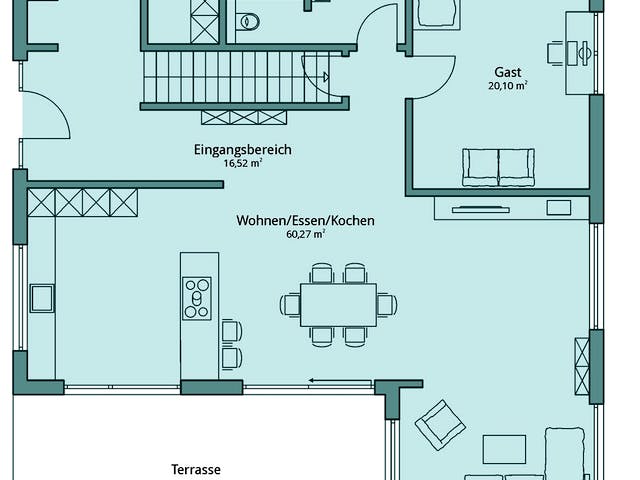 Fertighaus Haus 126 von TALBAU-Haus Schlüsselfertig ab 361896€, Satteldach-Klassiker Grundriss 1