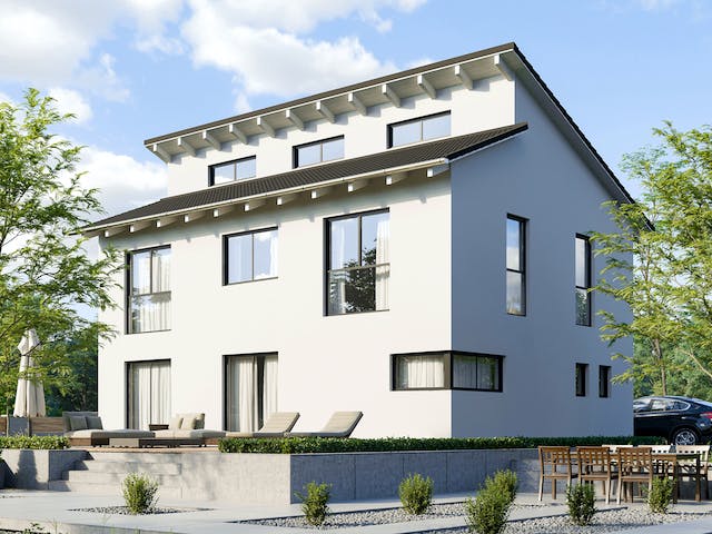 Fertighaus Haus 128 von TALBAU-Haus Schlüsselfertig ab 280100€, Pultdachhaus Außenansicht 1