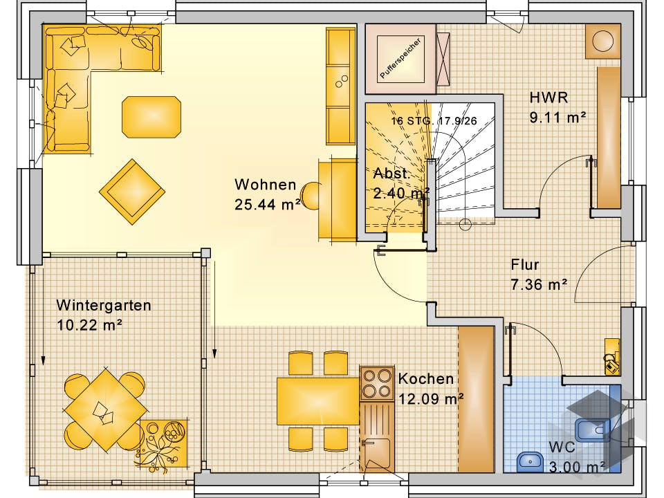 Planungsbeispiel 128H20 von Bio-Solar-Haus Grundriss