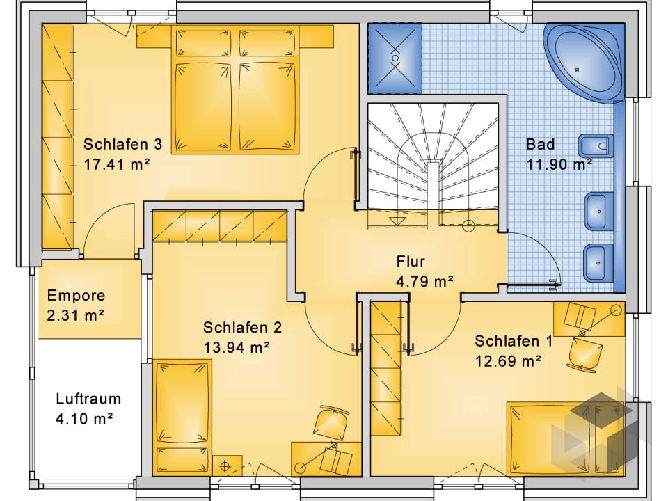 Planungsbeispiel 128H20 von Bio-Solar-Haus Grundriss