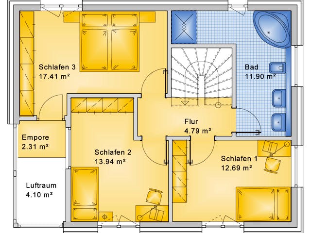 Fertighaus Planungsbeispiel 128H20 von Bio-Solar-Haus Schlüsselfertig ab 371094€, Satteldach-Klassiker Grundriss 2