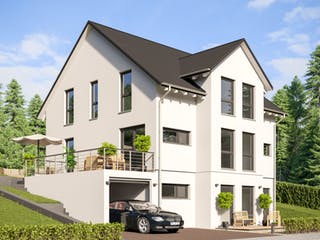 Fertighaus Haus 129 von TALBAU-Haus Schlüsselfertig ab 380501€, Satteldach-Klassiker Außenansicht 1