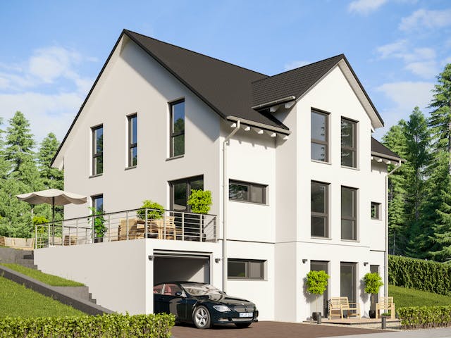 Fertighaus Haus 129 von TALBAU-Haus Schlüsselfertig ab 380501€, Satteldach-Klassiker Außenansicht 1