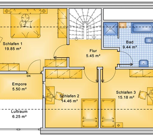 Fertighaus Planungsbeispiel 139H15 von Bio-Solar-Haus Schlüsselfertig ab 370110€, Satteldach-Klassiker Grundriss 2
