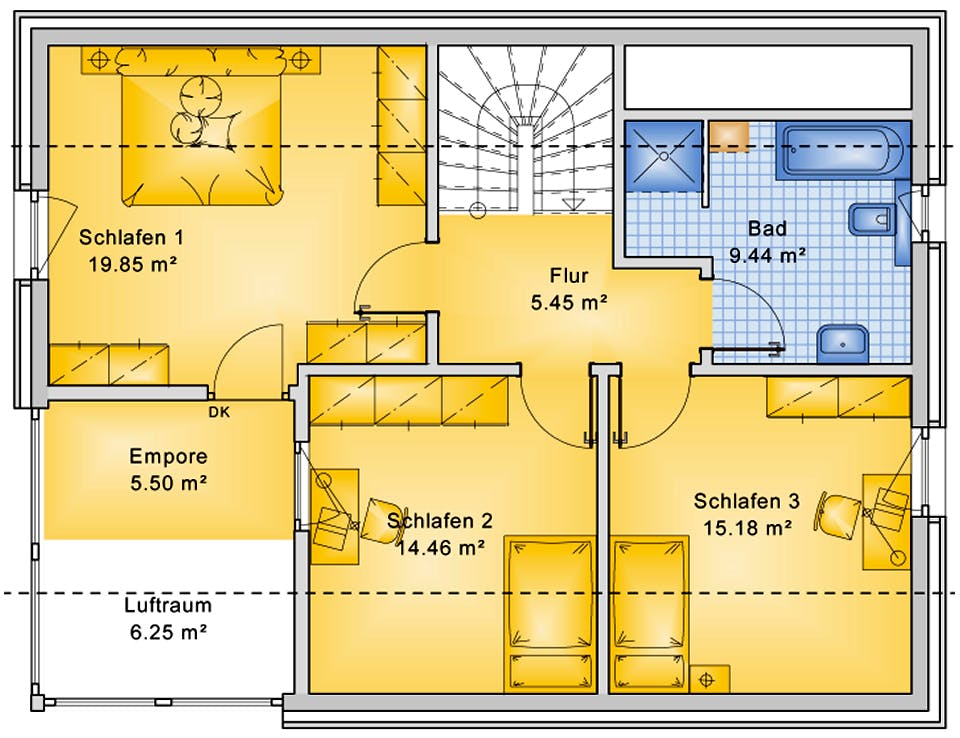Fertighaus Planungsbeispiel 139H15 von Bio-Solar-Haus Schlüsselfertig ab 370110€, Satteldach-Klassiker Grundriss 2