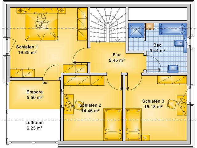 Fertighaus Planungsbeispiel 139H15 von Bio-Solar-Haus Schlüsselfertig ab 370110€, Satteldach-Klassiker Grundriss 2