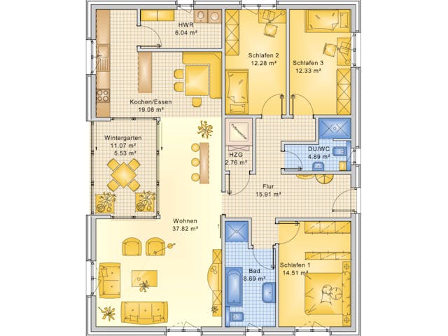 Fertighaus Planungsbeispiel 140H10 von Bio-Solar-Haus Schlüsselfertig ab 374849€, Bungalow Grundriss 1 Fertighaus Planungsbeispiel 140H10 von Bio-Solar-Haus Schlüsselfertig ab 374849€, Bungalow Grundriss 1