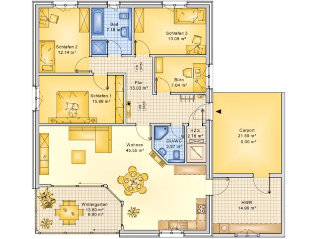 Fertighaus Planungsbeispiel 145H10 von Bio-Solar-Haus Schlüsselfertig ab 385978€, Bungalow Grundriss 1 Fertighaus Planungsbeispiel 145H10 von Bio-Solar-Haus Schlüsselfertig ab 385978€, Bungalow Grundriss 1