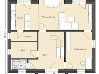 Massivhaus Einfamilienhaus 160 von BRALE Bau Schlüsselfertig ab 411250€, Satteldach-Klassiker Grundriss 1