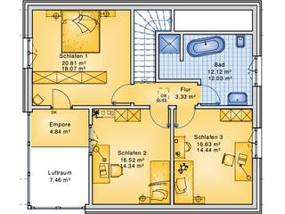 Fertighaus Planungsbeispiel 151H15 von Bio-Solar-Haus Schlüsselfertig ab 397320€, Satteldach-Klassiker Grundriss 2