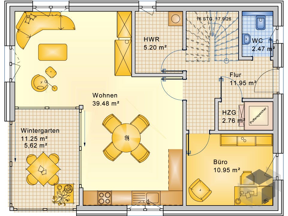 Planungsbeispiel 152H20 von Bio-Solar-Haus Grundriss