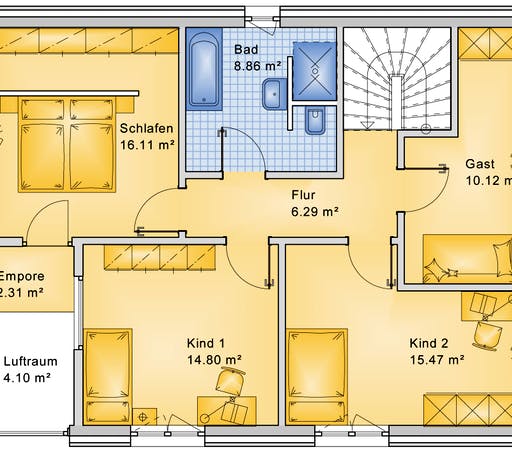Fertighaus Planungsbeispiel 152H20 von Bio-Solar-Haus Schlüsselfertig ab 389619€, Satteldach-Klassiker Grundriss 2