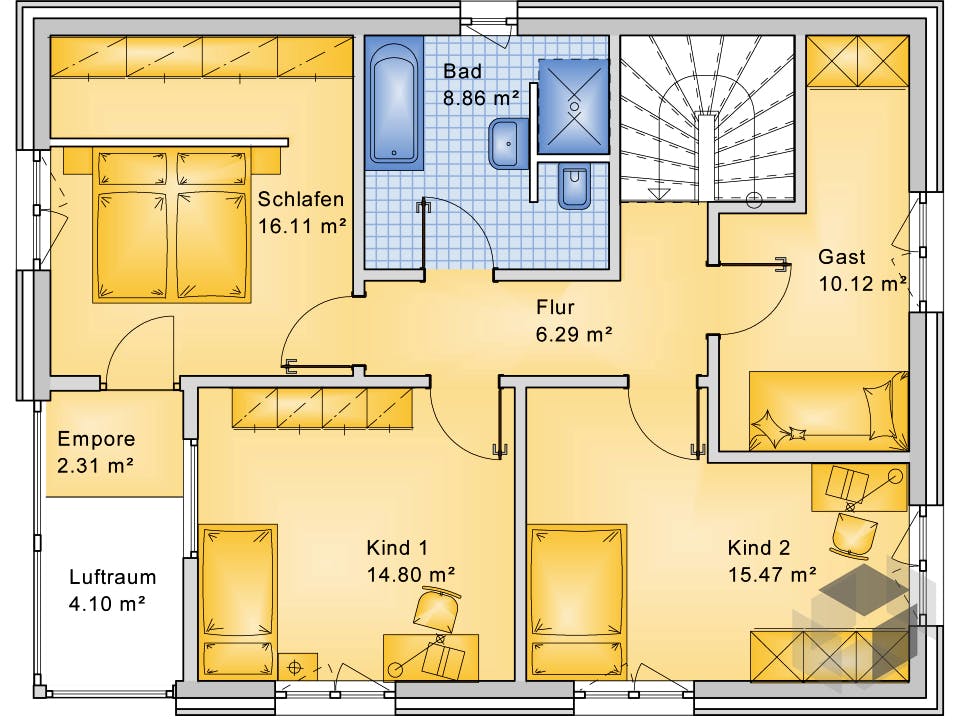 Planungsbeispiel 152H20 von Bio-Solar-Haus Grundriss